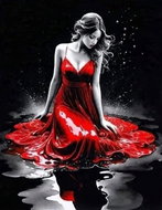 Norimpex Žena v červených šatech 30 × 40 cm - Diamond Painting