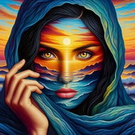 Norimpex Woman on desert background 30 × 40 cm - Diamond Painting
