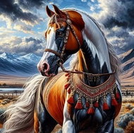 Norimpex Horse in Indian harness 30 × 40 cm - Diamond Painting