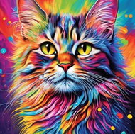 Norimpex Portrait of a colourful kitten 30 × 40 cm - Diamond Painting