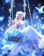 Norimpex Elsa on swing 30 × 40 cm - Diamond Painting