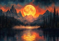 Norimpex Golden moon in the mountains 30 × 40 cm - Diamond Painting