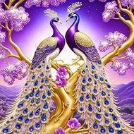 Norimpex Peacocks on a branch 30 × 40 cm - Diamond Painting