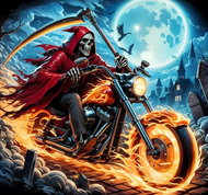 Norimpex Skeleton on motorcycle 30 × 40 cm - Diamond Painting