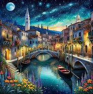 Norimpex Night Venice 30 × 40 cm - Diamond Painting