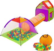Tectake dětský barevný stanový set se spojovacím tunelem s 200 míčky - Tent for Children