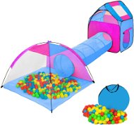 Tectake dětský modrý stanový set se spojovacím tunelem s 200 míčky - Tent for Children