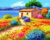 Centrum malování podle čísel krajina s domkem 30×40 cm - Painting by Numbers