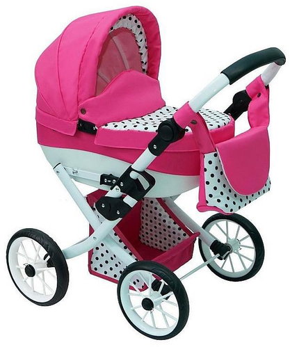 Dymex Rosemary dark pink with polka dots - Doll Stroller - Main image