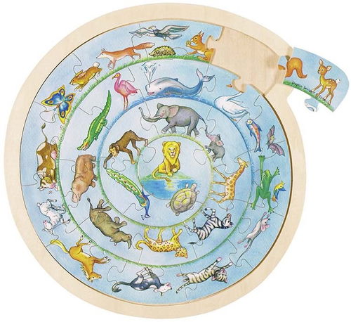 Goki kulaté puzzle na desce - zvířátka - Puzzle - Hlavní obrázek