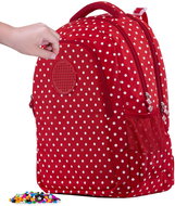 Pixie Crew student backpack red fabric with white polka dots - School Backpack
