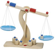 Goki Wooden Scale with Metal Bowls + 6 Paperweights - Motor Skill Toy