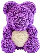 Rose Bear Purple Teddy Bear with White Heart 38cm - Rose Bear
