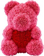 Rose Bear Ružový medvedík z ruží s červeným srdcom 38 cm - Medvedík z ruží