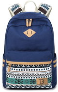 TopBags Women's City Backpack Canvas Winter Pattern - Dark Blue - School Backpack