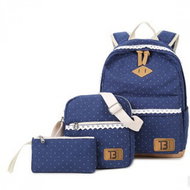 Topags Women's Backpack+Cabel+Canvas dot case - Dark Blue - Kids' Handbag