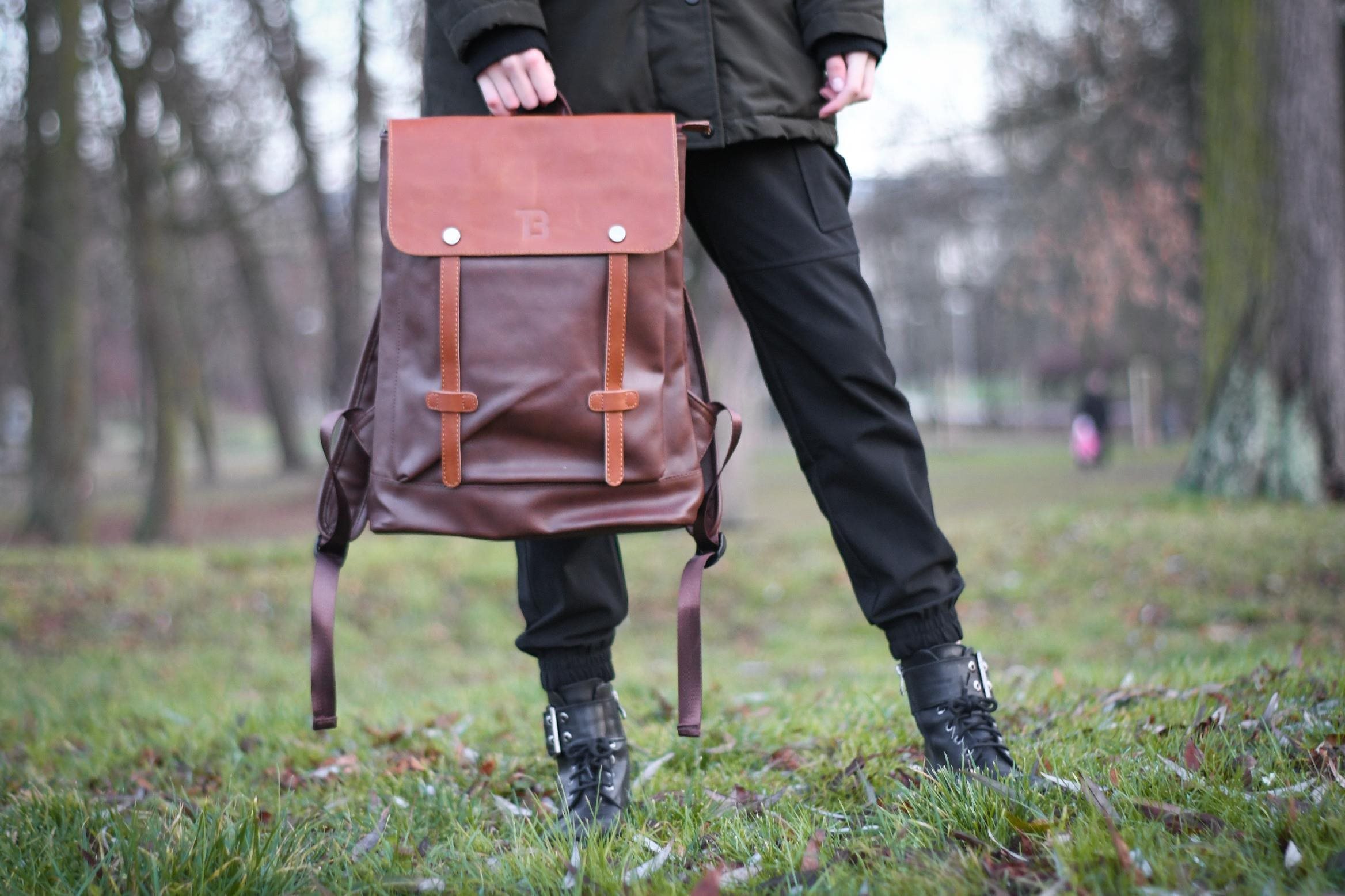 Urban leather backpack sale