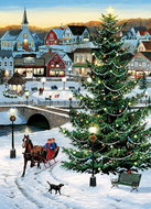 Cobble Hill Puzzle Christmas Tree in a Village of 1000 pieces - Jigsaw Puzzle