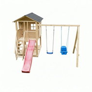TopKing Small, 180 × 140 cm with terrace, 3 m slide, sandpit and swings - Children's Playhouse