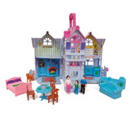 Toybit Přenosný domeček pro panenky s nábytkem a figurkami 25 cm - Doll House