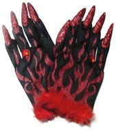 Funny Fashion Glitter devil gloves - Costume Accessory