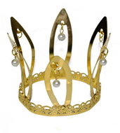 Funny Fashion Golden crown with pearls - Costume Accessory