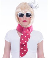 Funny Fashion Pink retro scarf with polka dots - Costume Accessory