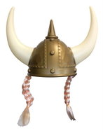 Funny Fashion Viking Helmet with horns and braids - Costume Accessory