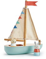 Tender Leaf Wooden Sailboat with Crew Sailway Boat - Figura szett