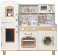eliNeli Children's wooden kitchen with sounds - cream with flowers - Play Kitchen