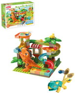 Feelo Dinosaur and Catapult Marble Run Construction Kit, 78 Pieces - Ball Track