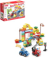 Feelo Petrol Station with Cars Building Set, Large Bricks, 105 Pieces - Building Set