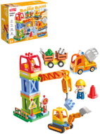 Feelo Building Kit Crane and Construction Machines, Large Blocks, 62 Pieces - Building Set