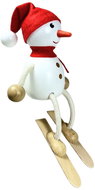 KROKIDO Sněhulák na lyžích - ručně malovaná dřevěná figurka - Figurka