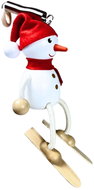 KROKIDO Sněhulák na lyžích - ručně malovaná dřevěná figurka na pružině - Figurka