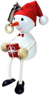 KROKIDO Sněhulák s vánočním dárkem - ručně malovaná dřevěná figurka na pružině - Figurka