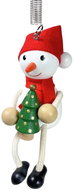 KROKIDO Sněhulák s vánočním stromečkem - ručně malovaná dřevěná figurka na pružině - Figurka
