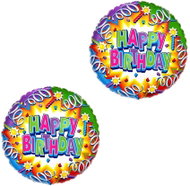 Flexmetal Happy Birthday foil balloon, 45cm, 2pcs - Balloons
