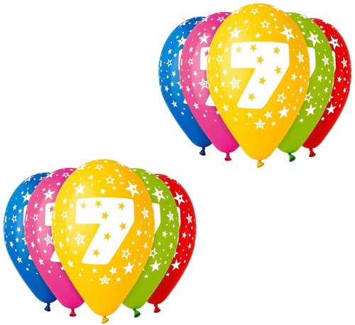 Smart Balloons "7" printed balloons, 30cm, 10pcs - Balloons - Main image