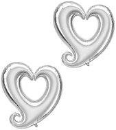 Flexmetal Swirl Heart foil balloon, silver 90cm, 2 pcs - Balloons