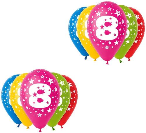 Smart Balloons "8" printed balloons - 30 cm, 10pcs - Balloons - Main image
