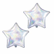 Partydeco Star Foil Balloon 48cm, iridescent / rainbow, unicorn, 2pcs - Balloons