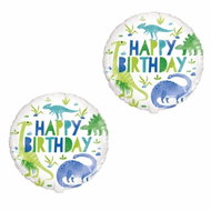 Unique dinosaur happy birthday foil balloon, 45cm, 2pcs - Balloons