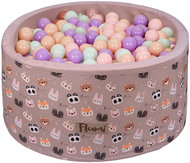 Flumi Pool with balls 200 pcs beige with teddy bears motif, mint - purple - peach balls - Ball Pit