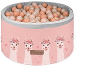 Flumi Pool with balls 200 pcs pink with llama print, peach balls - Ball Pit