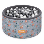 Flumi Pool with balls 200 pcs grey with deer print, grey - pearl balls - Ball Pit