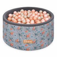 Flumi Pool with balls 200 pcs grey with deer print, peach balls - Ball Pit