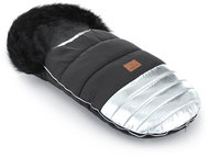 HappyBee Trinity Shine winter sling with fur coat silver/silver trim - Stroller Footmuff