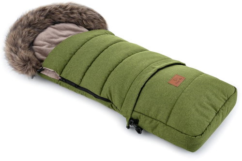 HappyBee Combi winter sling Leny with fur green - Stroller Footmuff - Main image