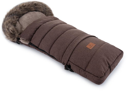 HappyBee Combi Winter Fuzzy Leny with fur brown - Stroller Footmuff - Main image